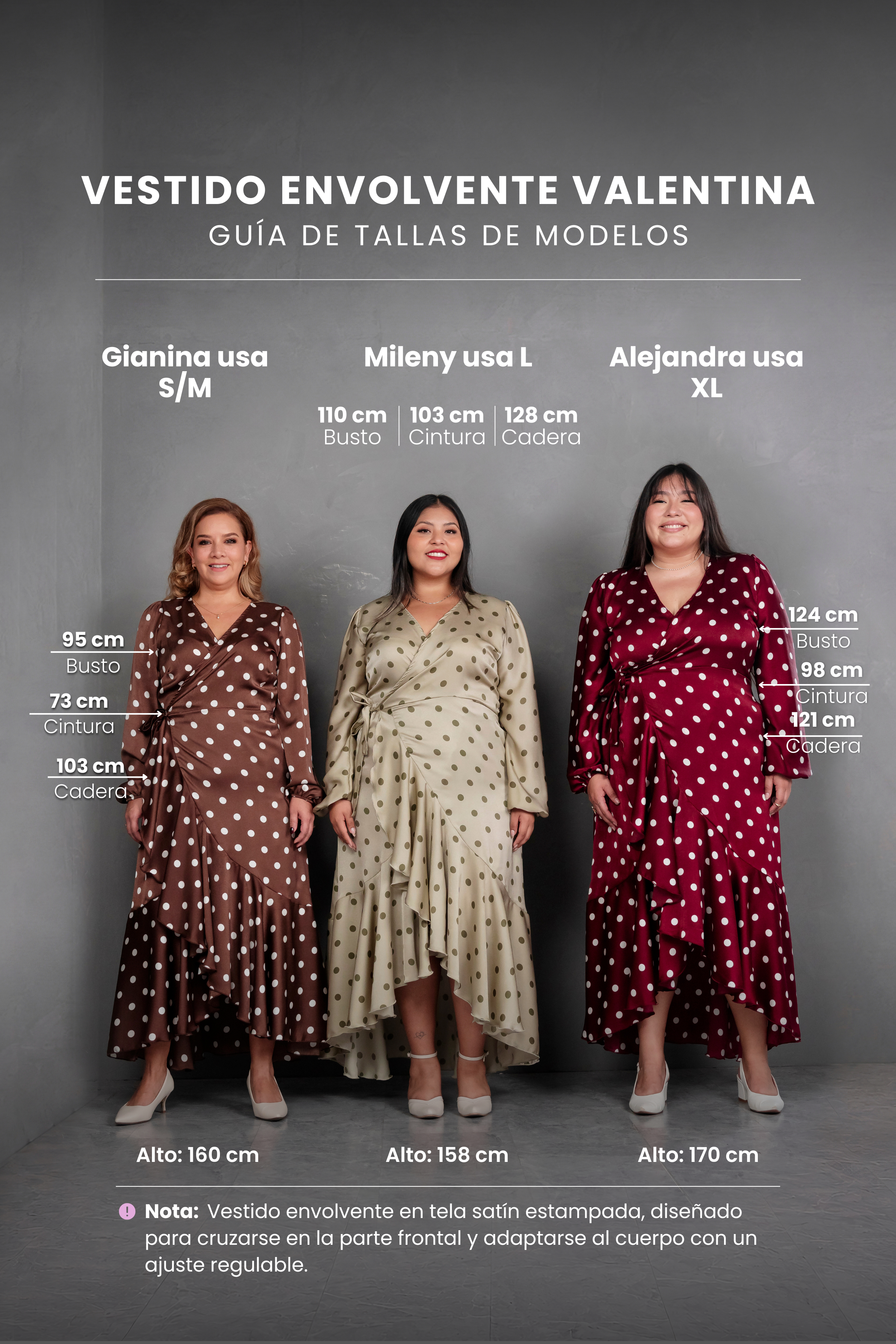 Vestido Envolvente polka dots Marron