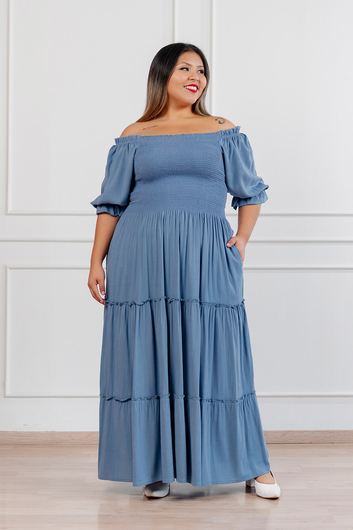 Maxivestido Off Shoulder amada