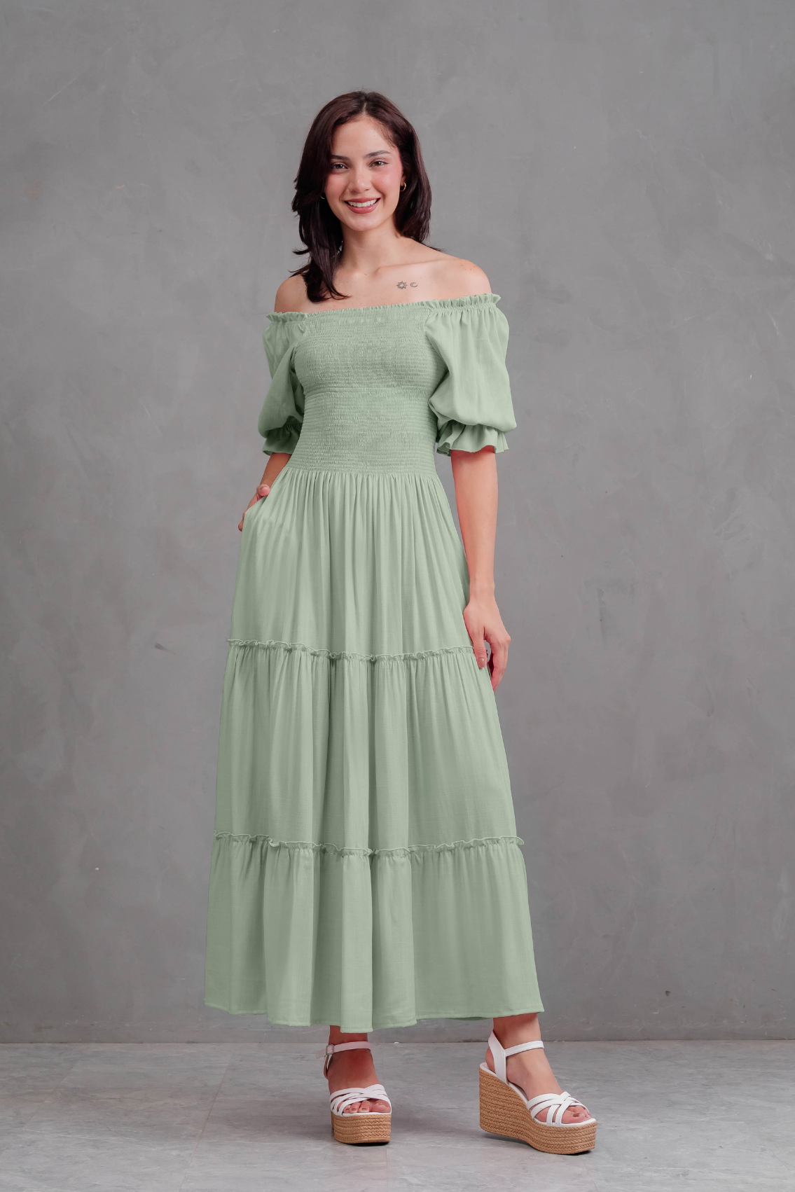 Maxivestido Off Shoulder amada