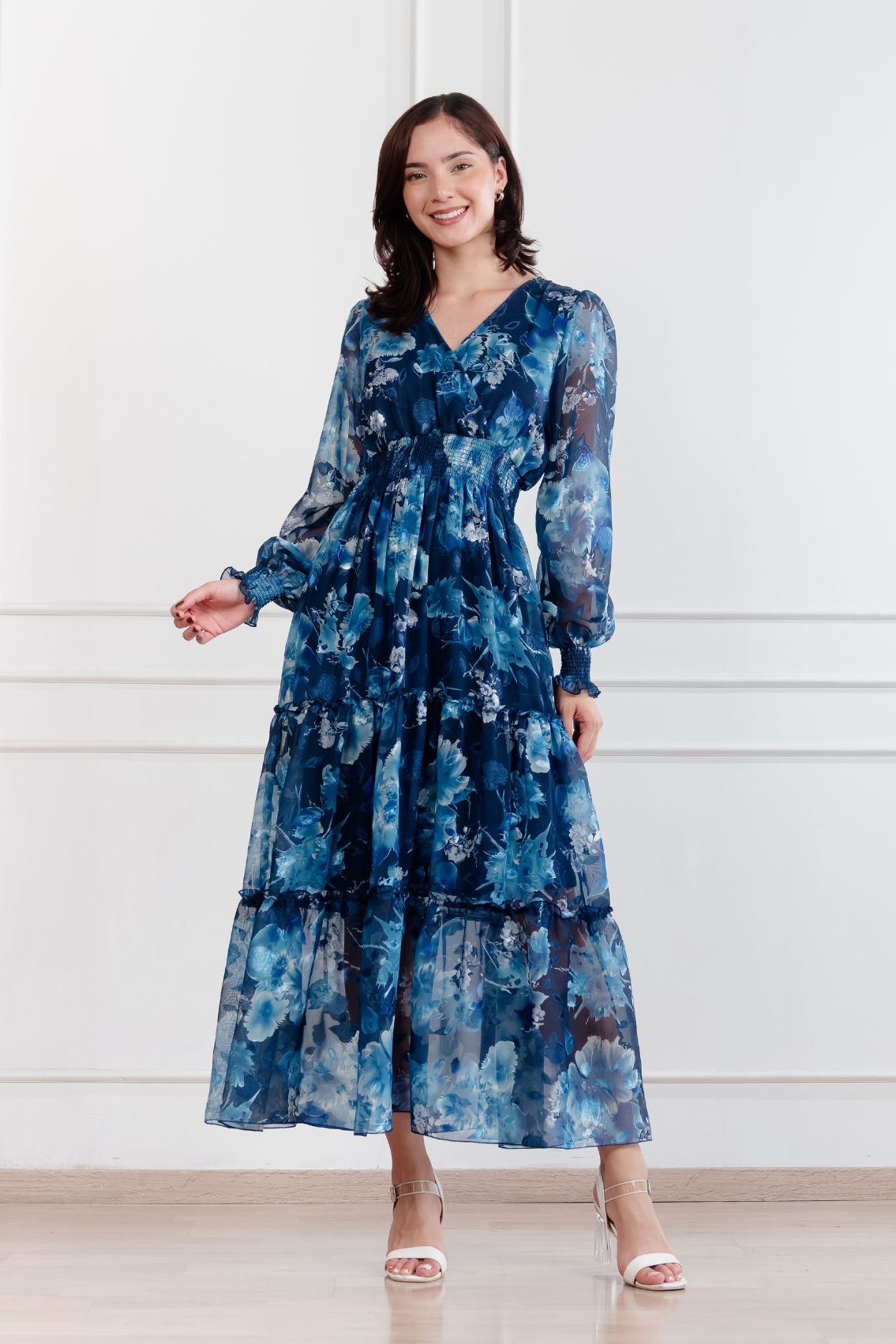 Maxivestido de gasa Amapola floreado