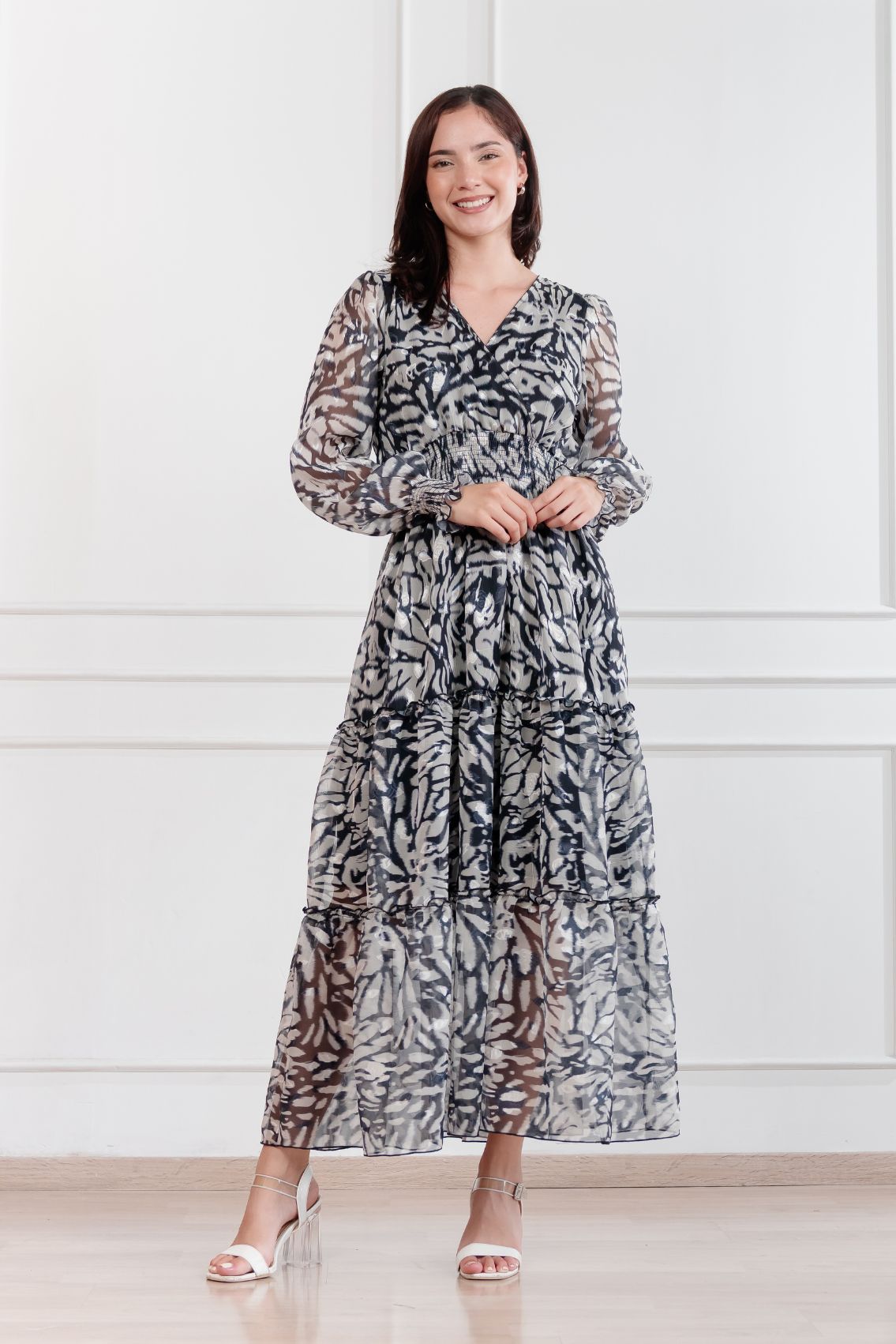 Maxivestido de gasa Amapola Animal Print