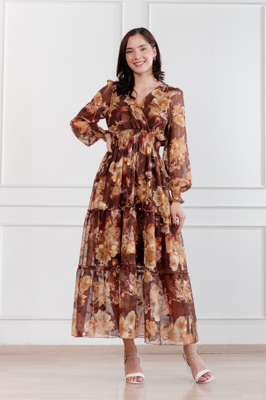 Maxivestido de gasa Amapola floreado