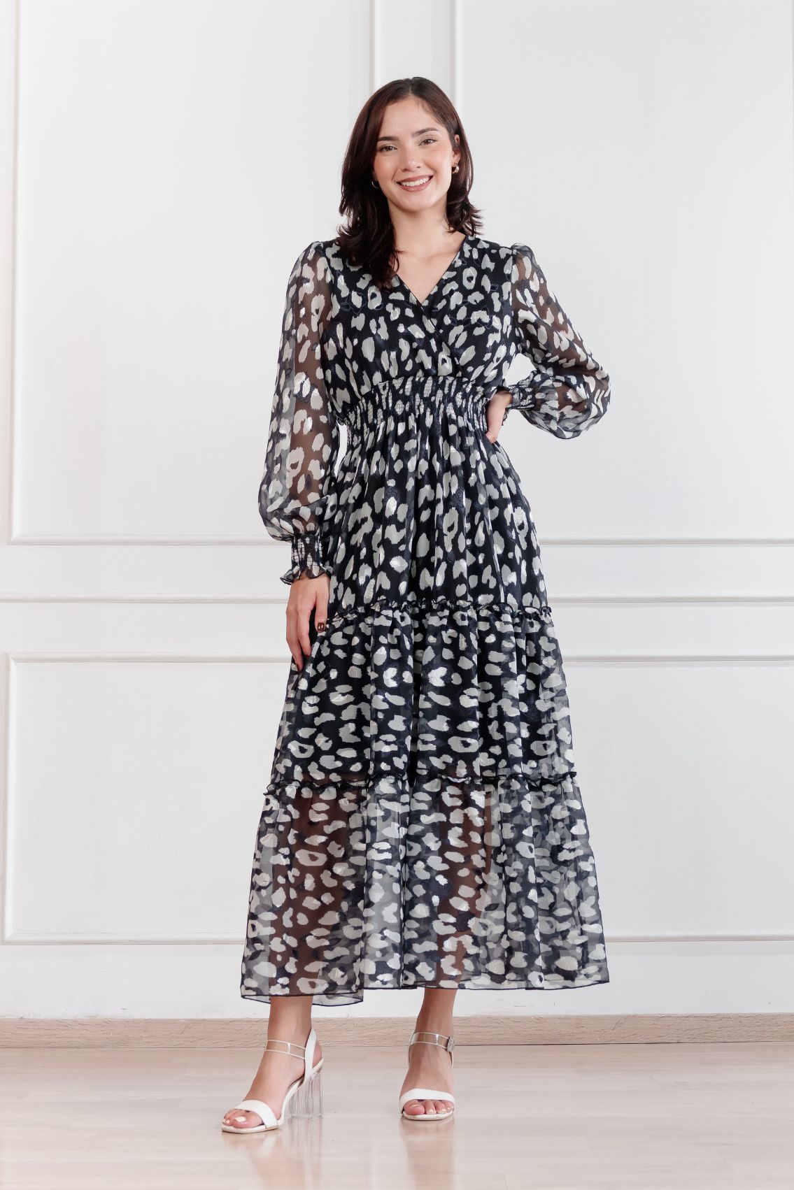 Maxivestido de gasa Amapola Animal Print