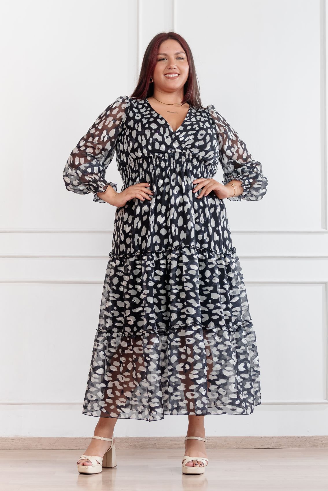 Maxivestido de gasa Amapola Animal Print