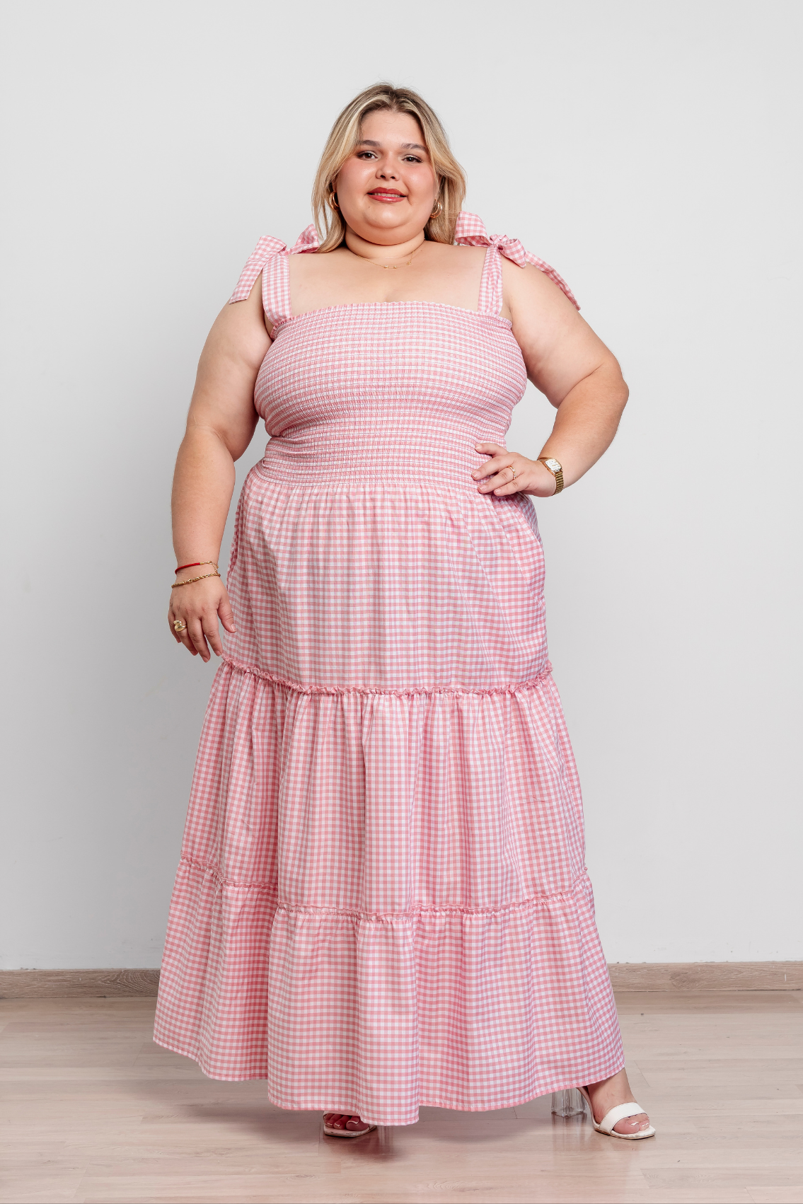 Vestido largo de cuadros Vichy Briella