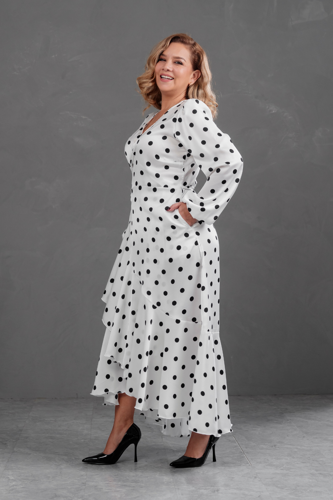 Vestido Envolvente polka dots Blanco