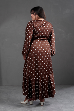Vestido Envolvente polka dots Marron