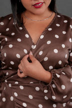 Vestido Envolvente polka dots Marron