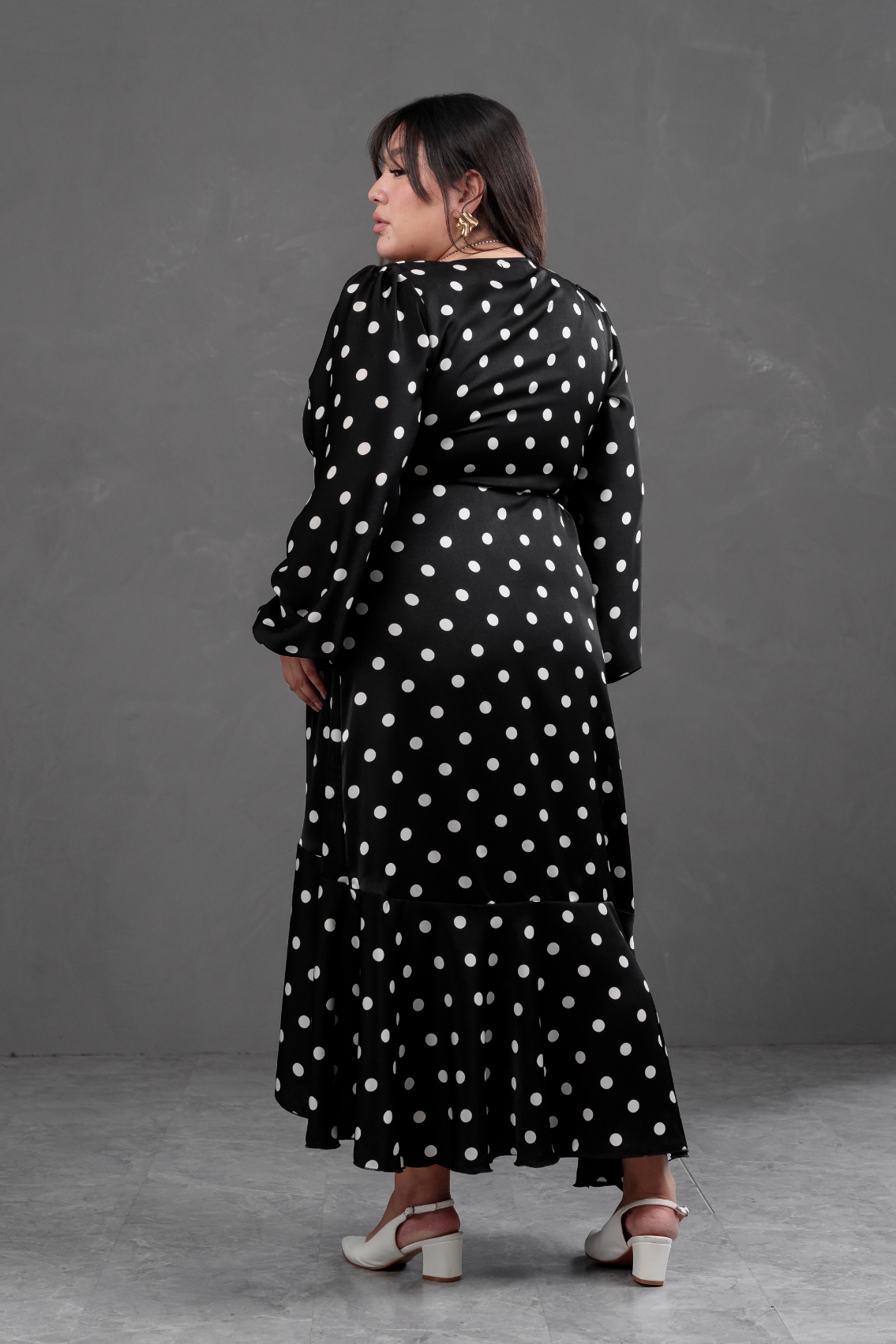 Vestido Envolvente polka dots Negro