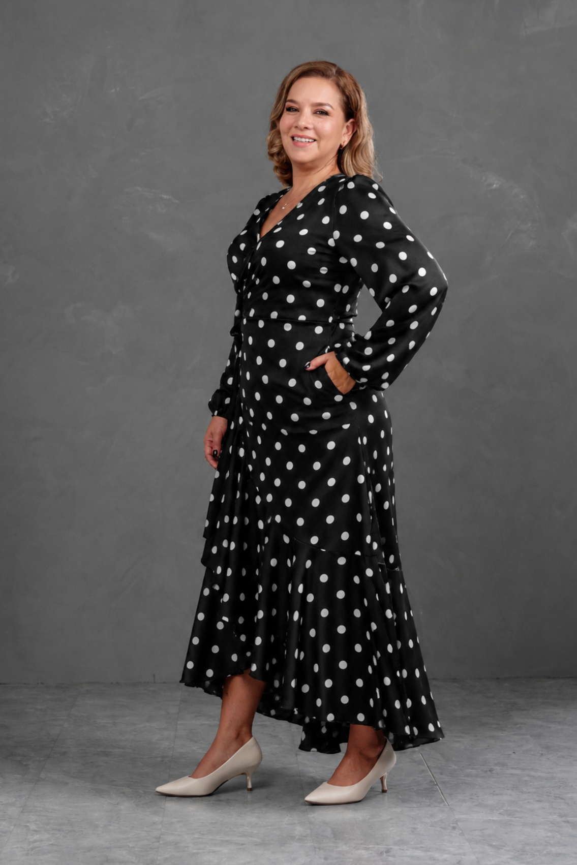 Vestido Envolvente polka dots Negro