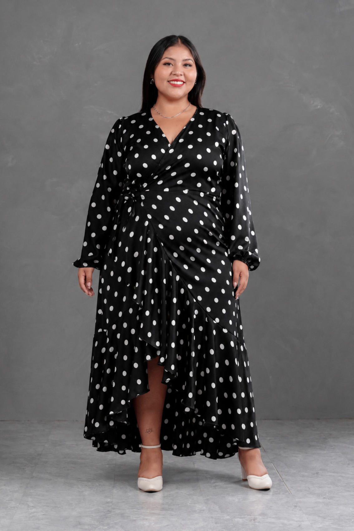 Vestido Envolvente polka dots Negro