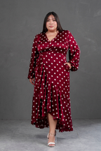 Vestido Envolvente polka dots Rojo Vino