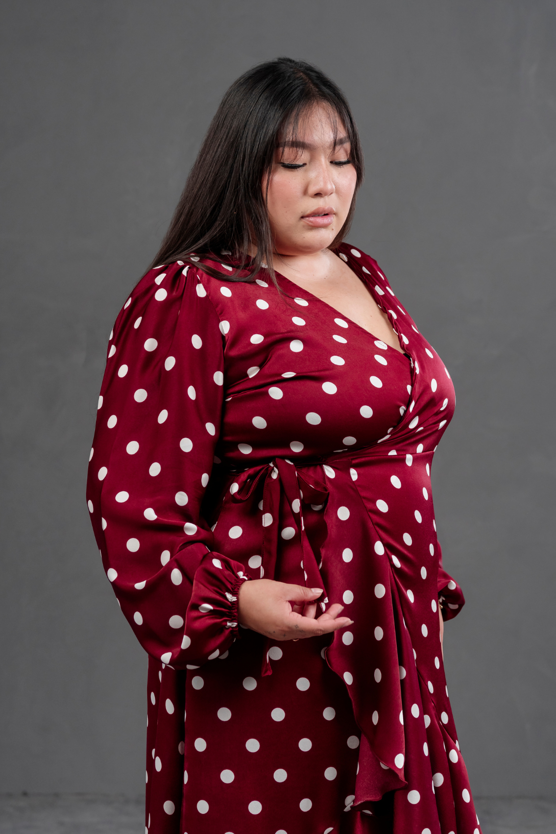 Vestido Envolvente polka dots Rojo Vino