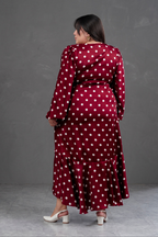Vestido Envolvente polka dots Rojo Vino