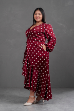 Vestido Envolvente polka dots Rojo Vino