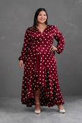 Vestido Envolvente polka dots Rojo Vino
