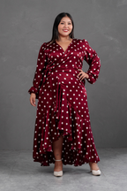 Vestido Envolvente polka dots Rojo Vino