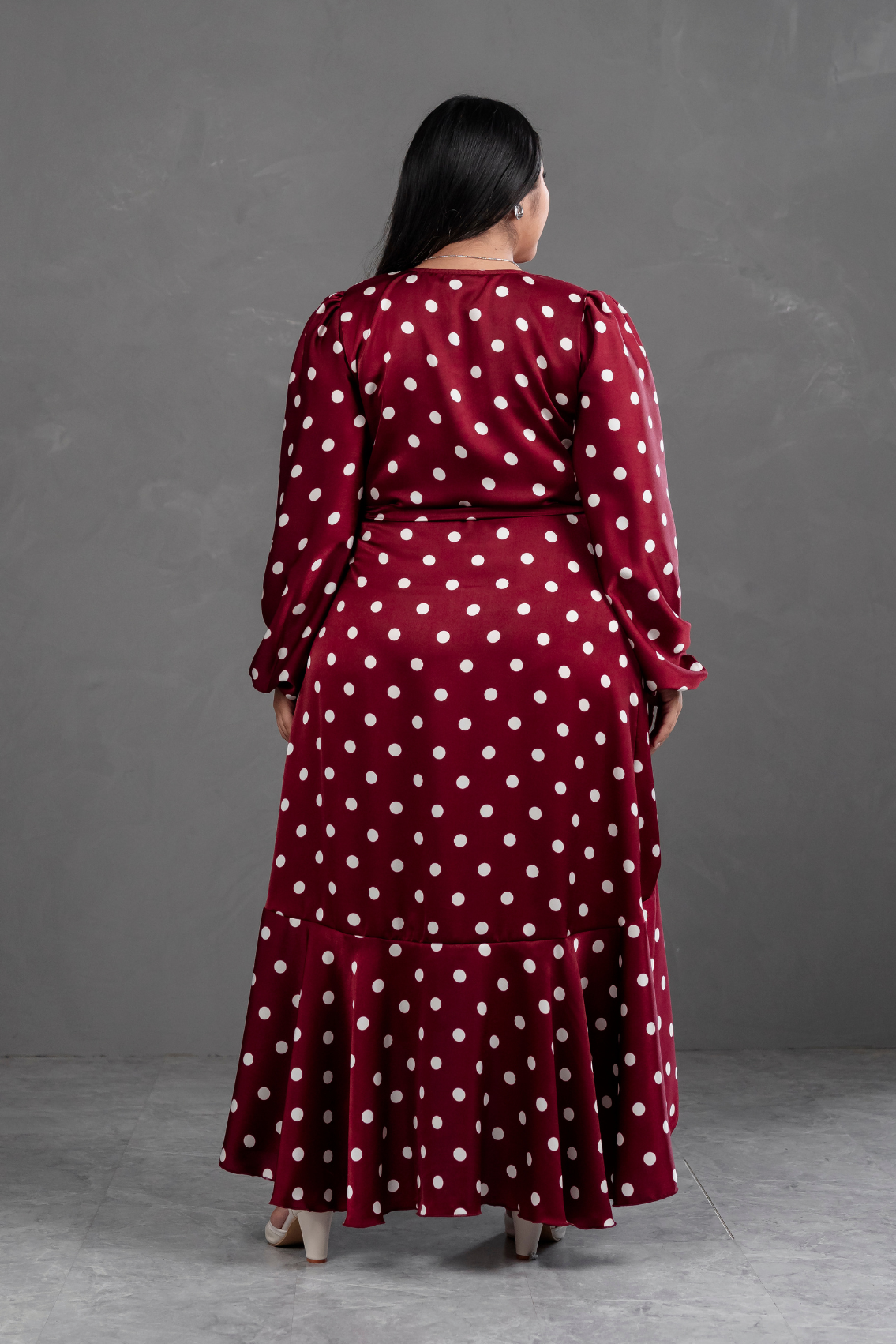 Vestido Envolvente polka dots Rojo Vino