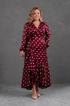 Vestido Envolvente polka dots Rojo Vino