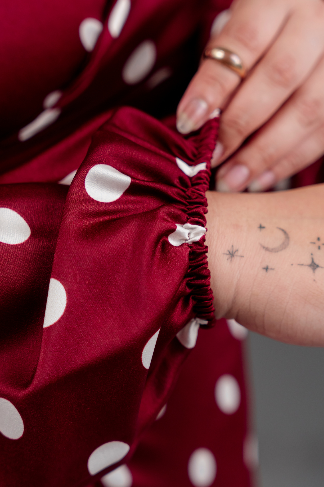 Vestido Envolvente polka dots Rojo Vino