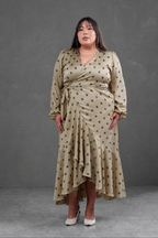 Vestido Envolvente polka dots Verde Olivo