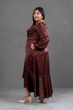 Vestido Envolvente animal print Marron