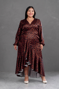 Vestido Envolvente animal print Marron