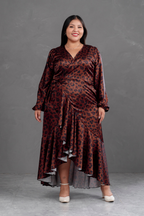 Vestido Envolvente animal print Marron