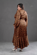 Vestido Envolvente animal print Camel