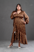 Vestido Envolvente animal print Camel