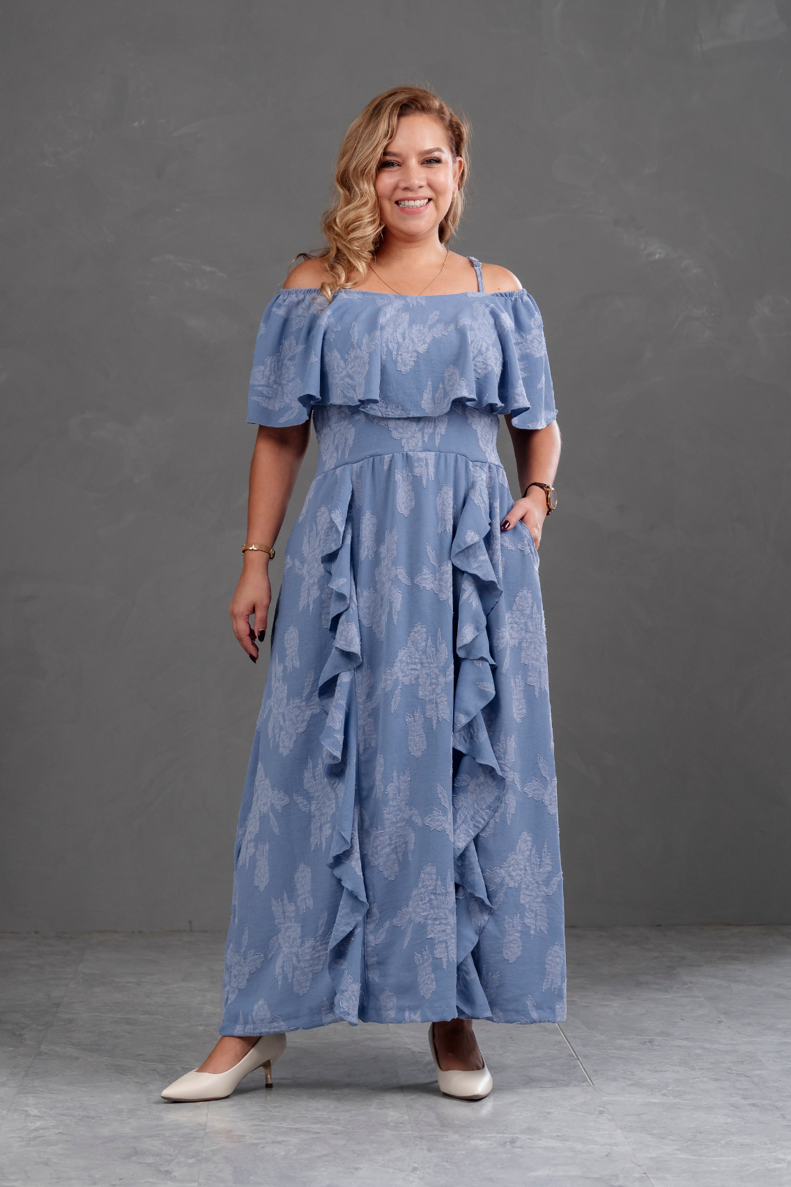 Vestido Largo Off Shoulder Magnolia