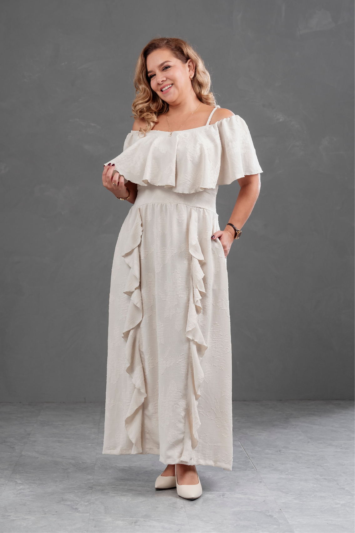 Vestido Largo Off Shoulder Magnolia