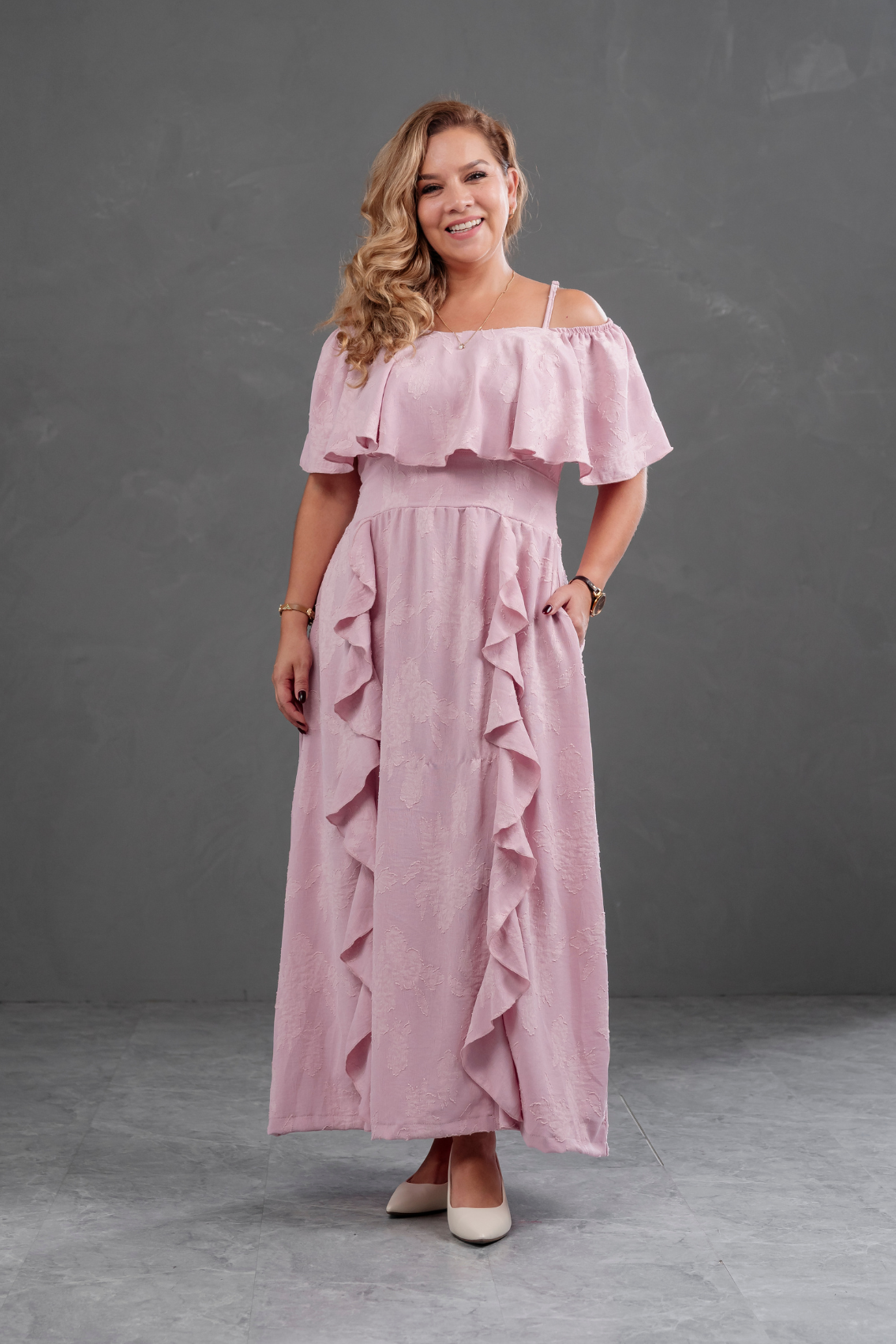 Vestido Largo Off Shoulder Magnolia