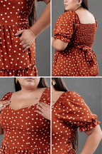 Vestido Midi Alice Polka Dots Lacre