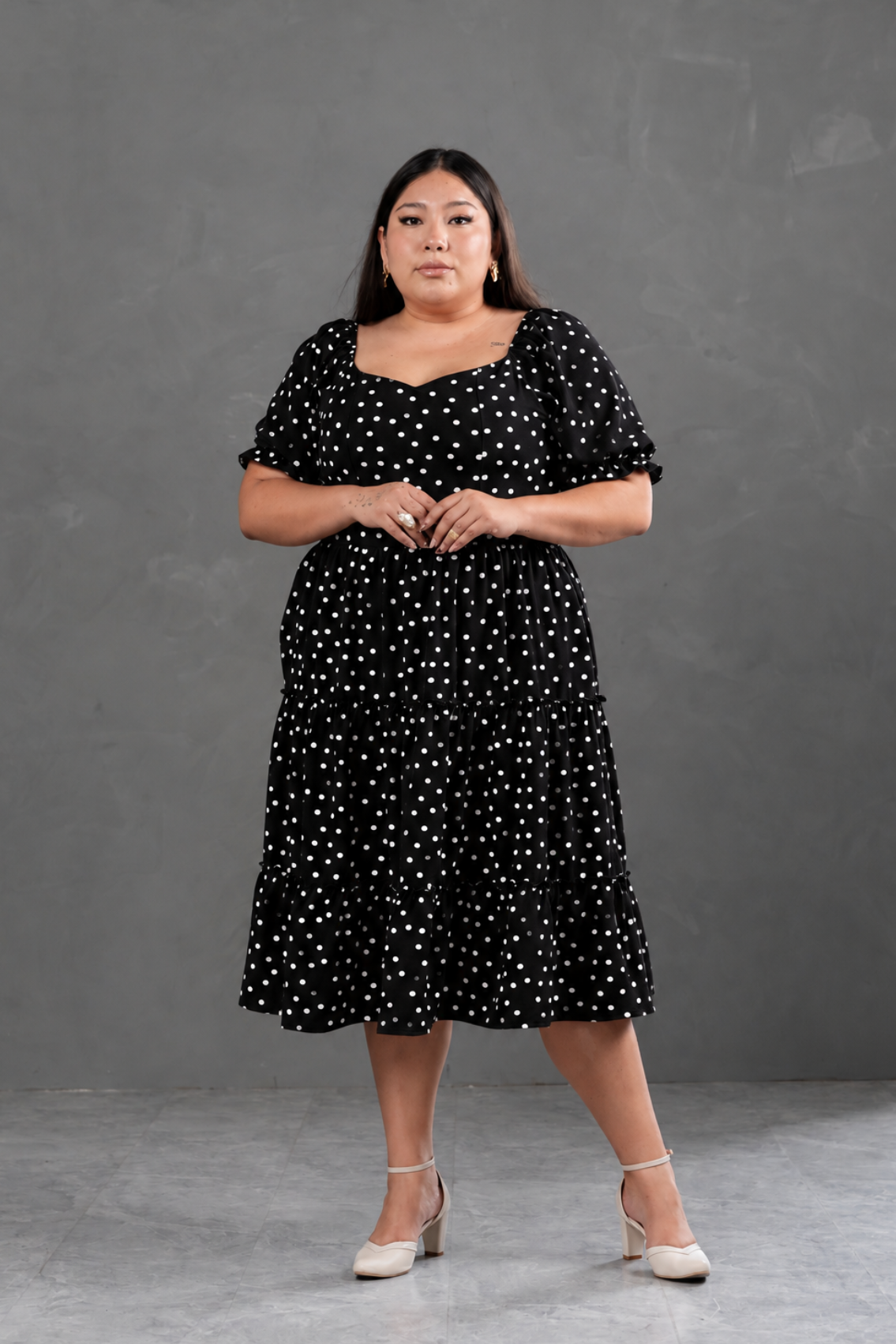 Vestido Midi Alice Polka Dots Negro