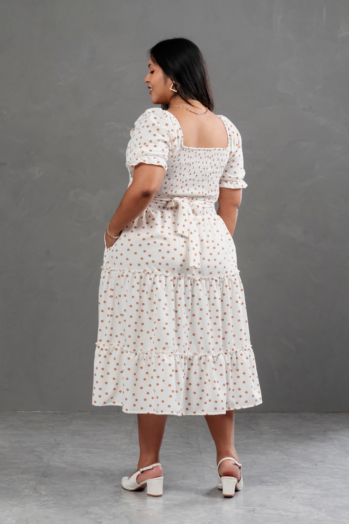 Vestido Midi Alice Polka Dots Blanco