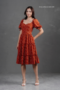 Vestido Midi Alice Polka Dots Lacre