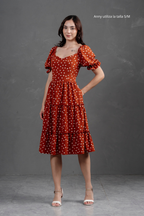 Vestido Midi Alice Polka Dots Lacre