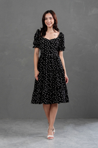 Vestido Midi Alice Polka Dots Negro