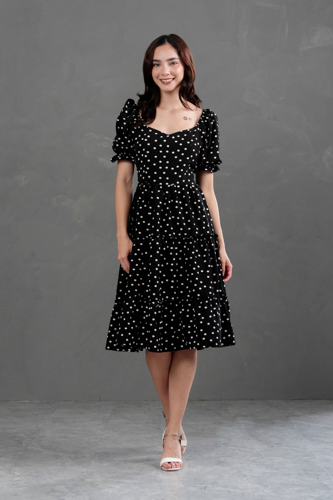 Vestido Midi Alice Polka Dots Negro
