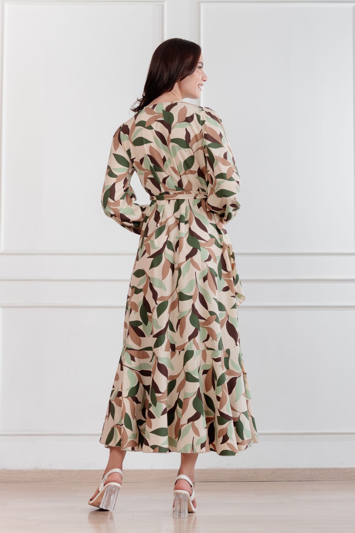 Maxivestido envolvente Valentina hojas