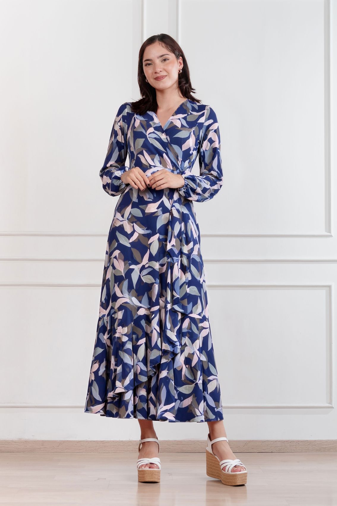 Maxivestido envolvente Valentina hojas