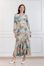 Maxivestido envolvente Valentina hojas