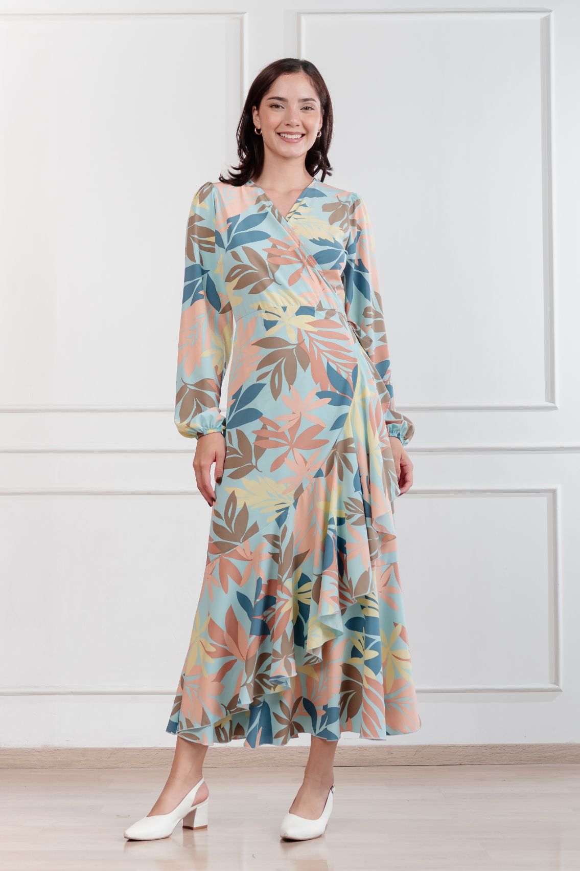 Maxivestido envolvente Valentina hojas