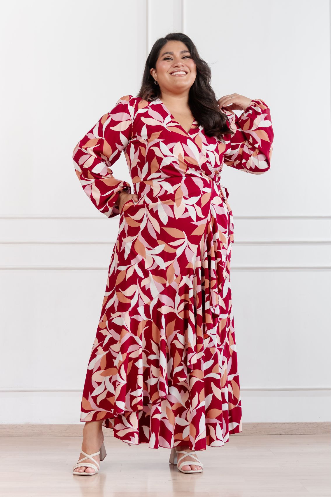 Maxivestido envolvente Valentina hojas