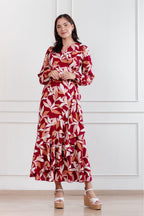 Maxivestido envolvente Valentina hojas