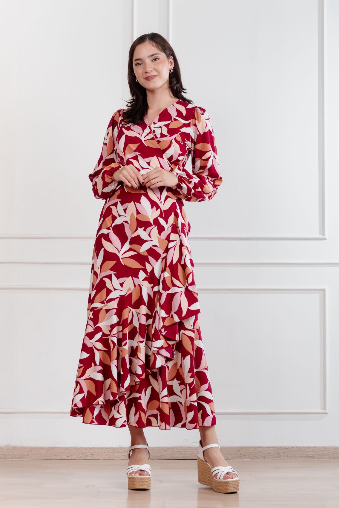 Maxivestido envolvente Valentina hojas