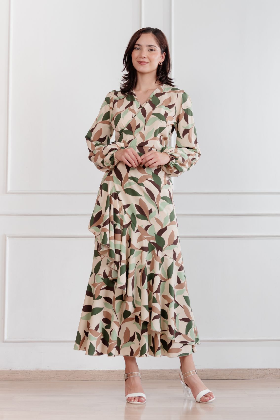 Maxivestido envolvente Valentina hojas