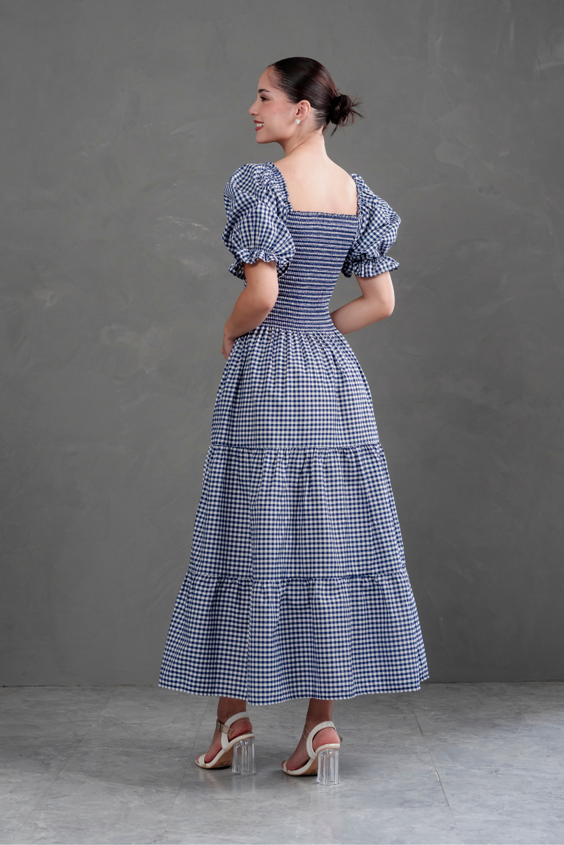 Vestido largo de cuadros Vichy Gabriela
