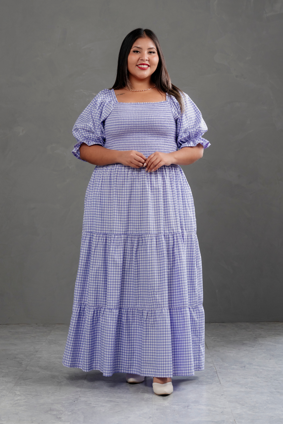 Vestido largo de cuadros Vichy Gabriela